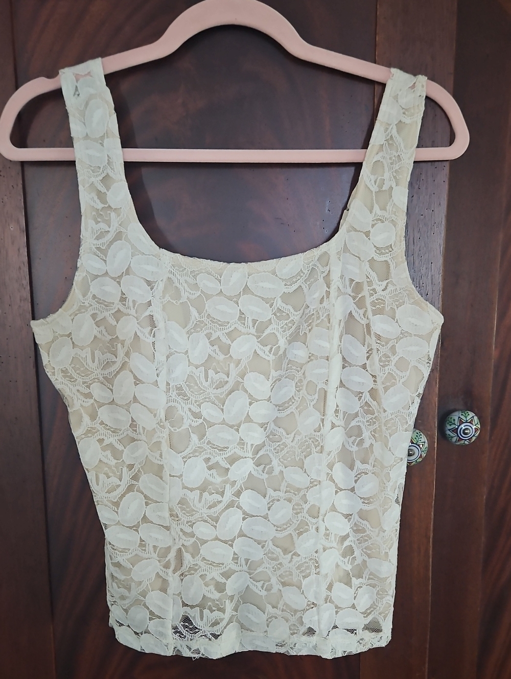 New Without Tags - Nicola Cream Floral Lace Camisole Tank - Size L